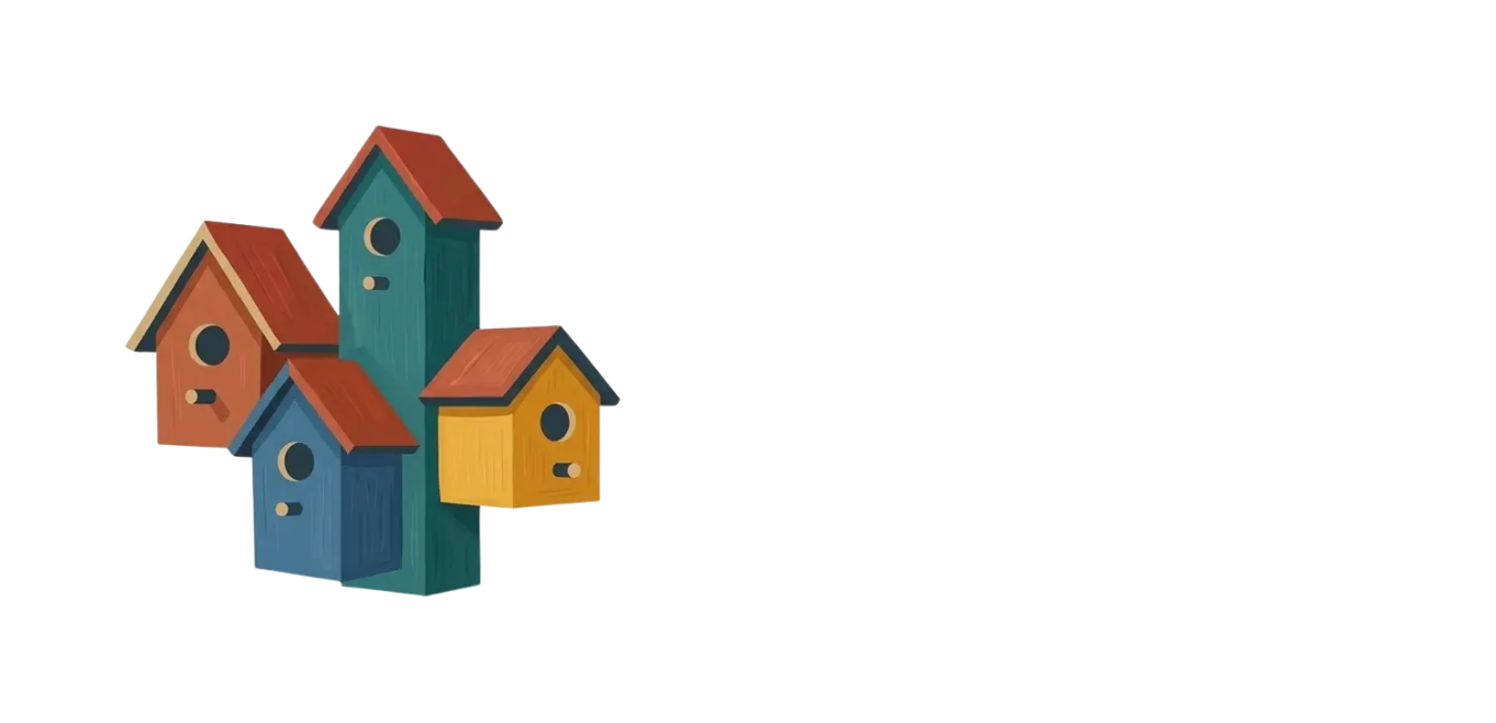 Painted Perches logo: Horizontal · stacked · on dark