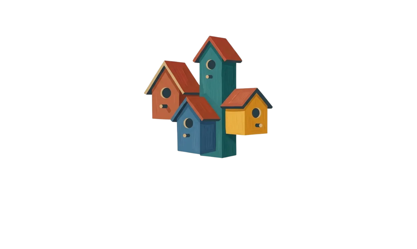 Painted Perches logo: Stacked · on dark